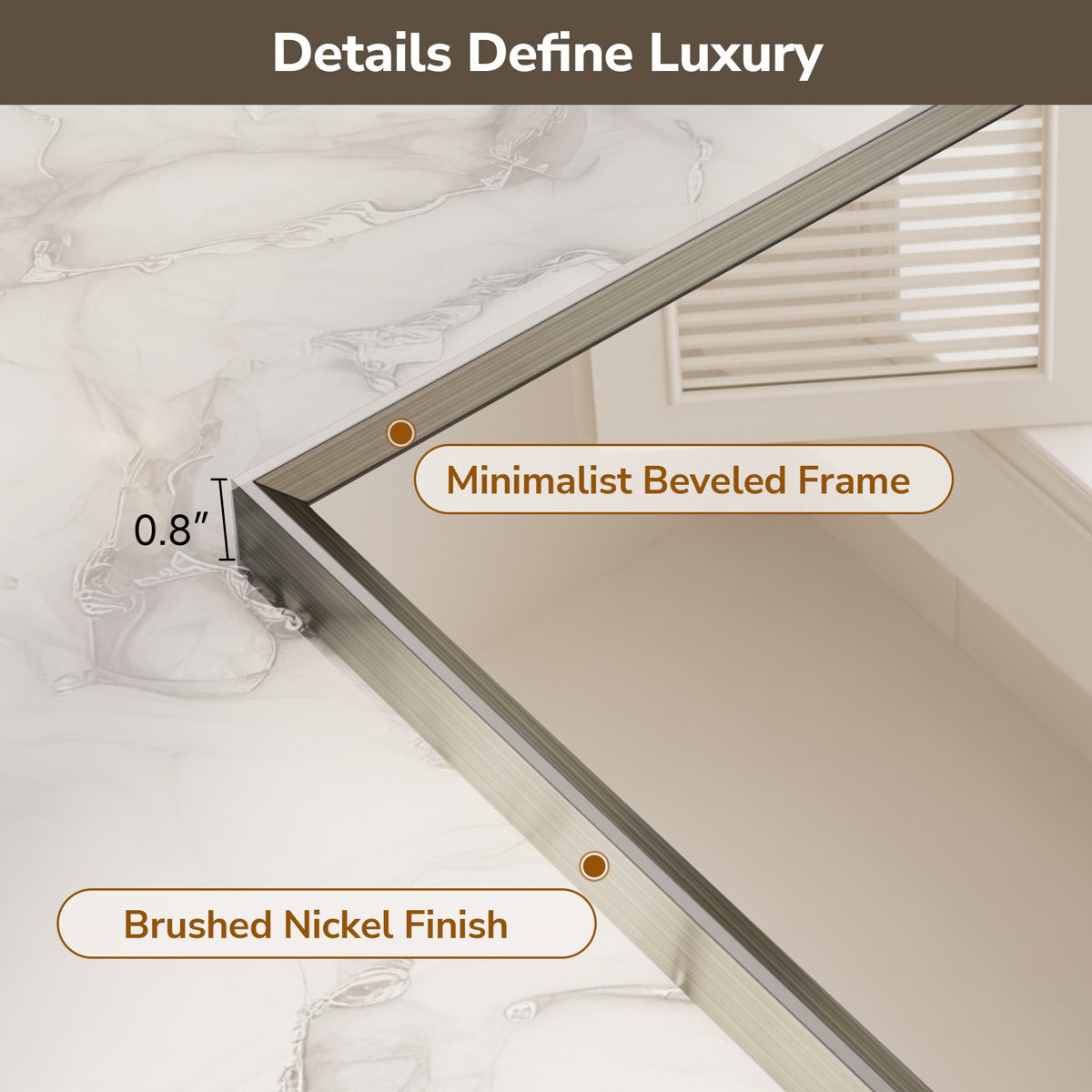 Bathroom Vanity Mirror with Aluminum Frame and Tempered Glass