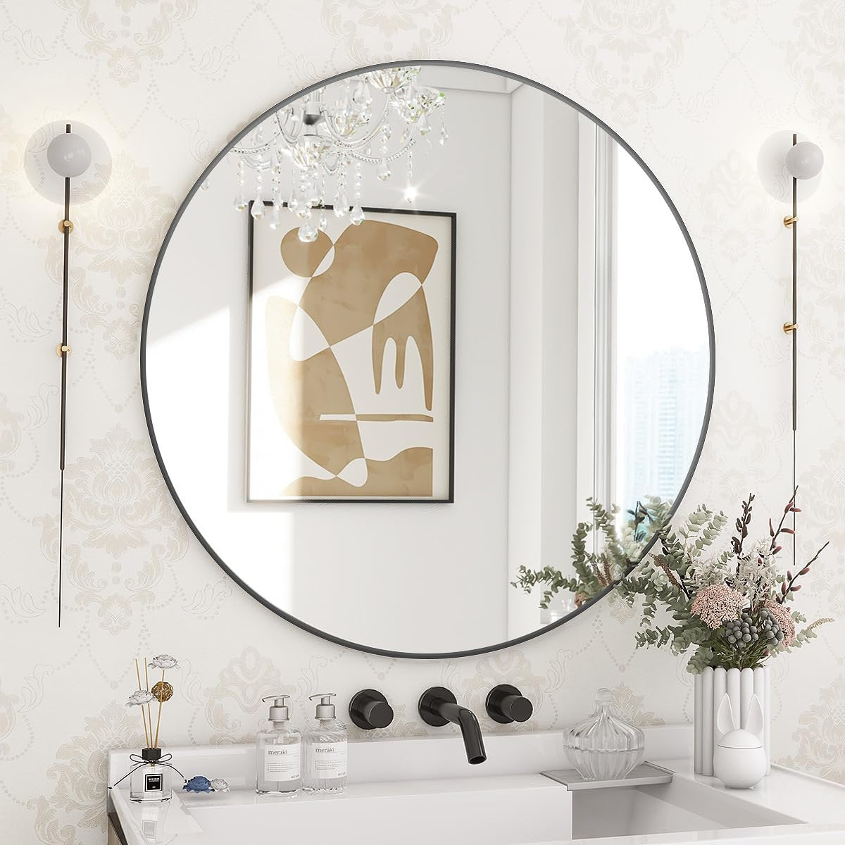 Bhagwanaram Aluminum Framed Round Wall Mirror
