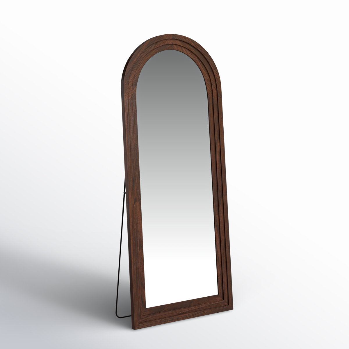 Borseth Arched Wood Frame Full Length Mirror with Stand
