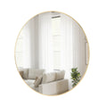 Hubba 34" Round Wall Mirror with Metallic Frame for Bathroom, Entryway, Living Room