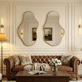 Irregular Aluminum Alloy Framed Wall Mirror Asymmetrical Wall Mirror Set (Set of 2)