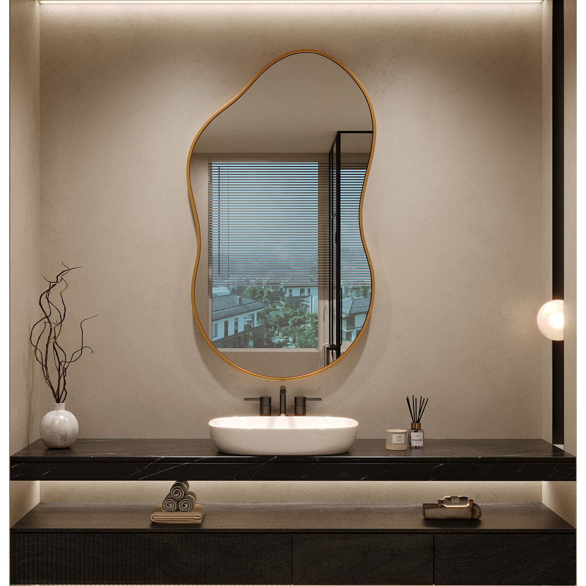Irregular Unique Shaped Wall Mirror, Asymmetrical Mirrors, Cloud Mirror, Wavy Mirror, Morden Wavy Wall Mirror For Entryway Living Room Bedroom Bathroom
