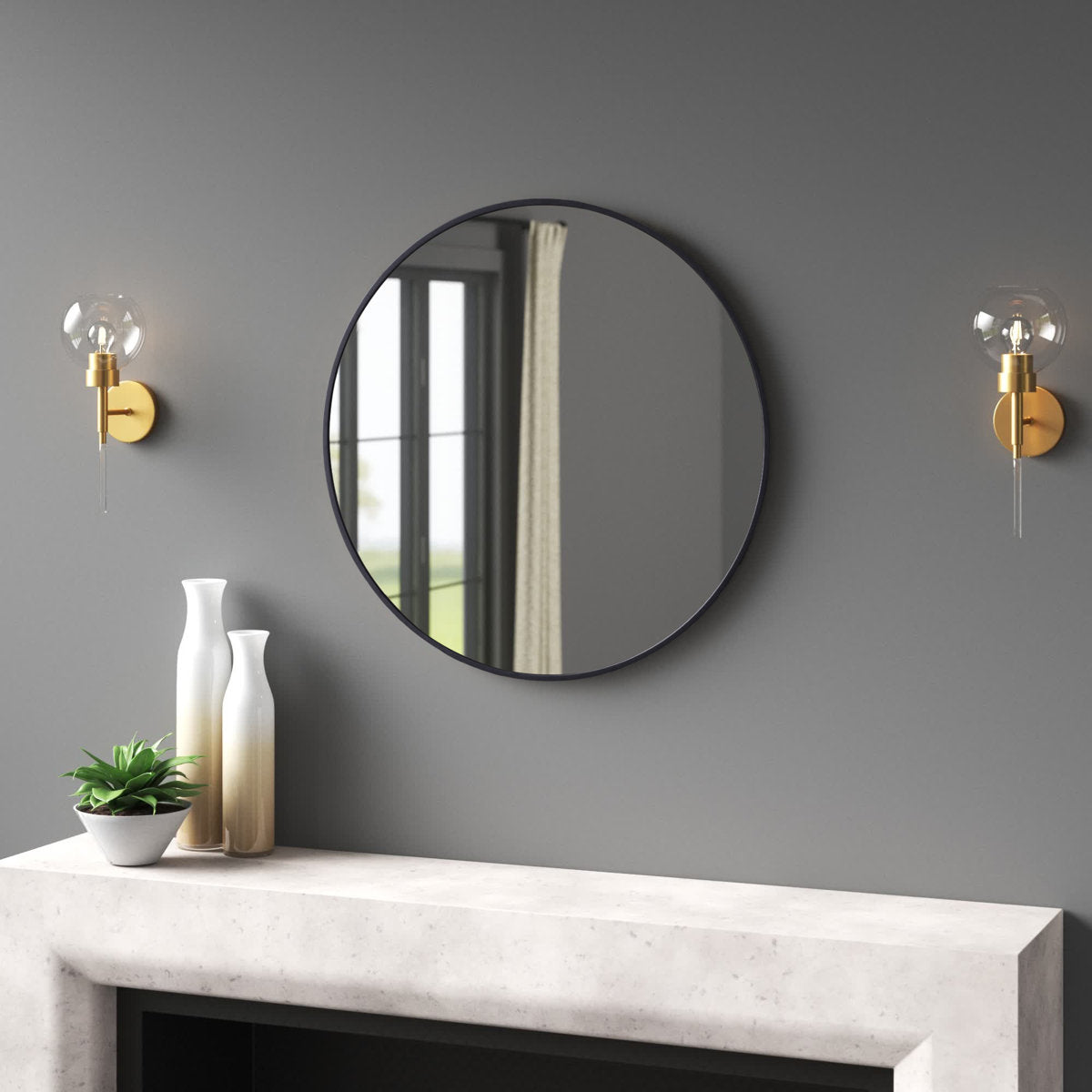 Sabine Metal Round Wall Mirror