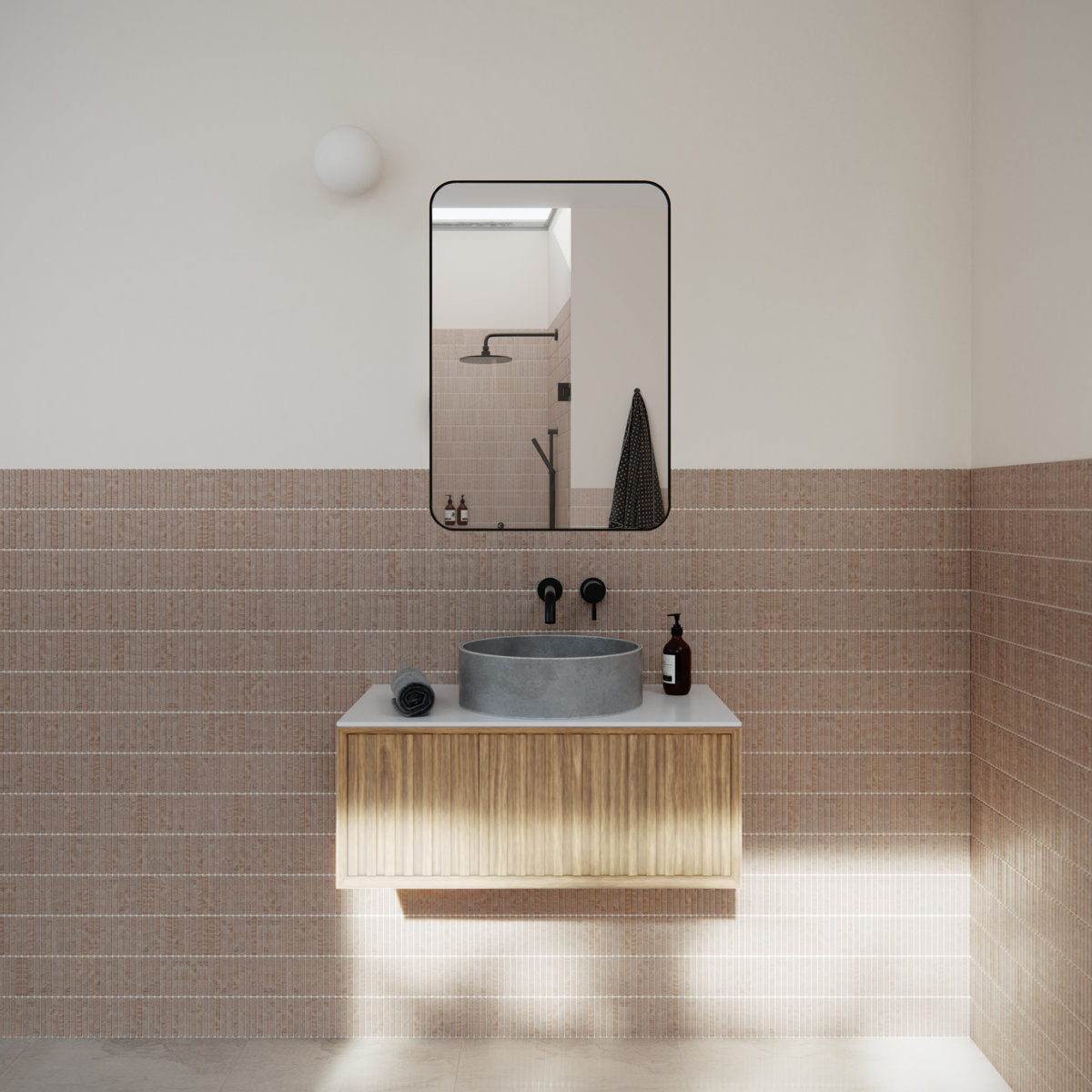 Trinity 22 in. x 32 in. Rectangle Radius Mirror
